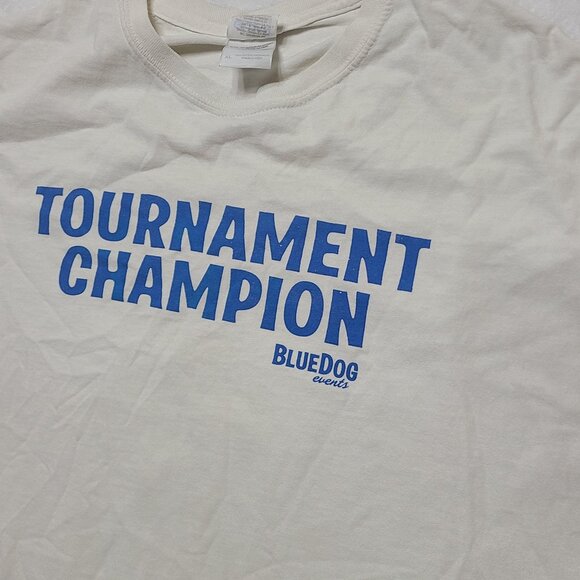 Tournament Champion BlueDog Events CA T-Shirt White XL Poker Distressed - Picture 4 of 9